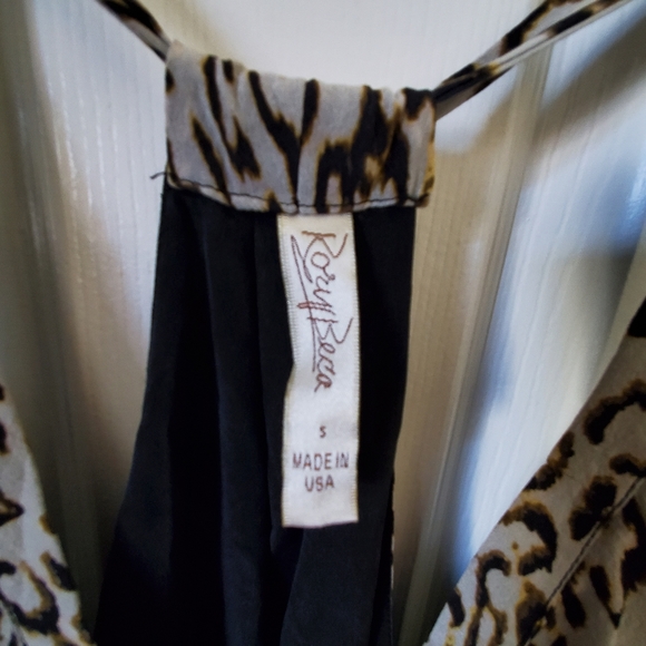 Rory Beca Silk Cheetah Print White V Neck Racerback Tank Top Women's Size Small - Picture 2 of 6